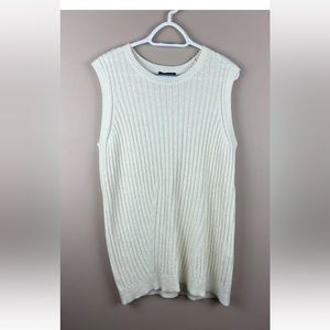 EILEEN FISHER | white large knit sleeveless pullover sweater